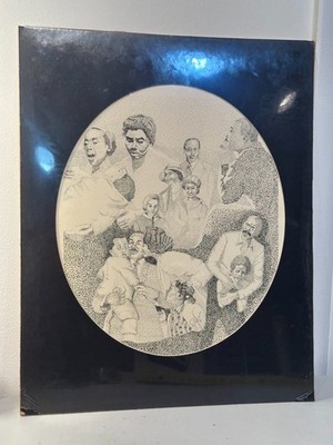 Vintage Moyya Samuel Johnson Dot Art Pointillism Artist Original Signed Drawing