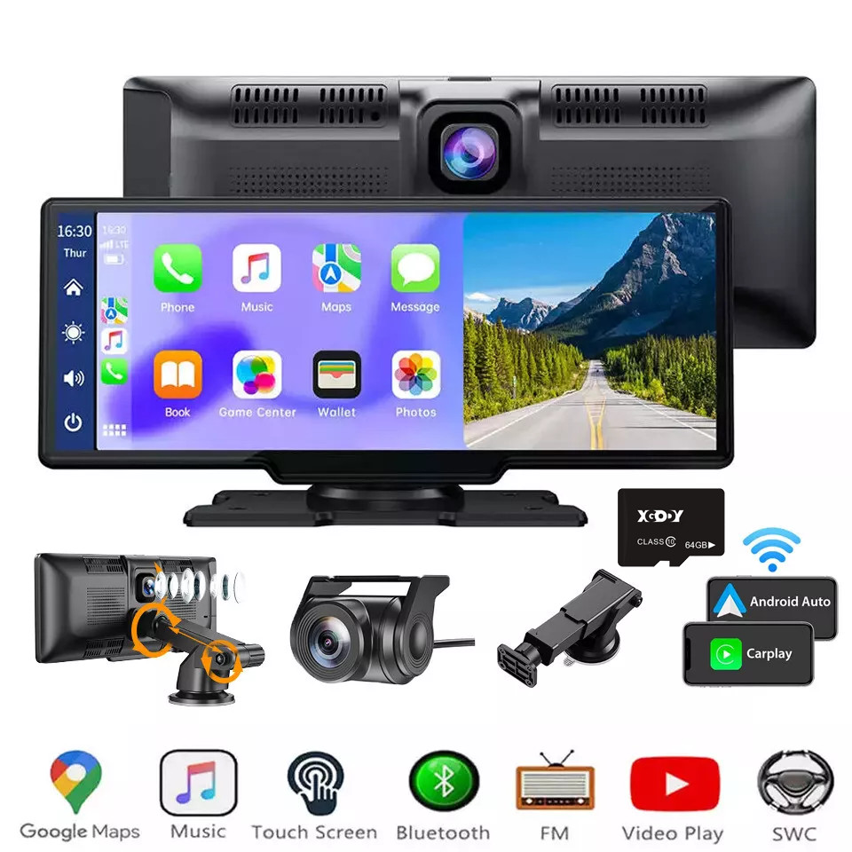 4K 10.26 pulgadas inalámbrico Apple Carplay Android pantalla de coche marcha atrás Dashcam