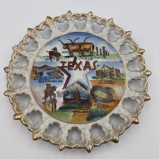 Vintage Texas Souvenir Plate Lace Rim Made in Japan