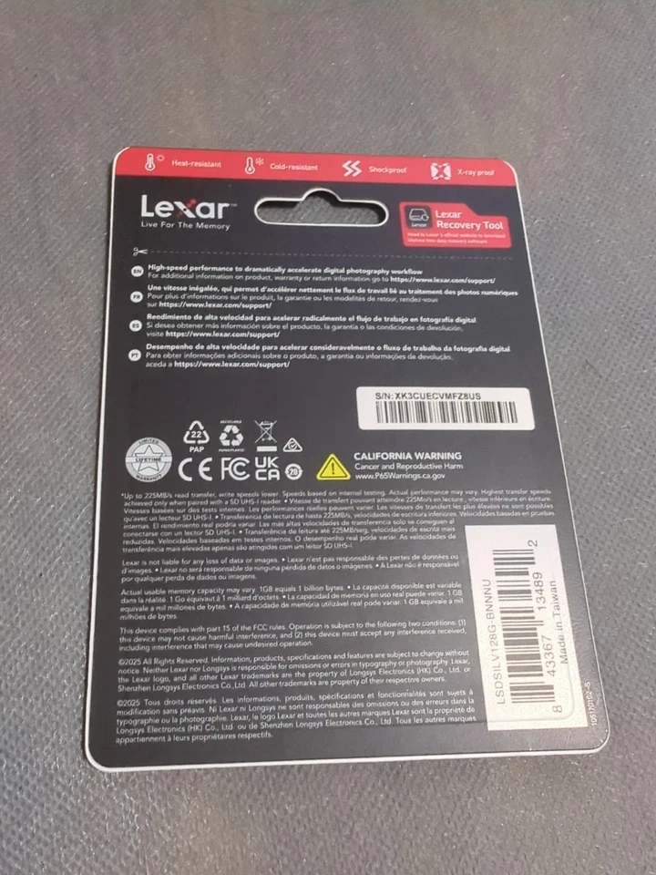 Lexar 128GB Professional Silver SD Card, UHS-I, C10, U3, V30, 4K, Up to 205/1... - Image 2 of 2