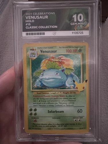Venusaur  15/102 Celebrations Holo Rare - Ace 10 Gem Mint Original Art Work