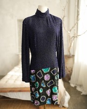 Vintage Bob Mackie Hand-Beaded Geometric Evening Dress