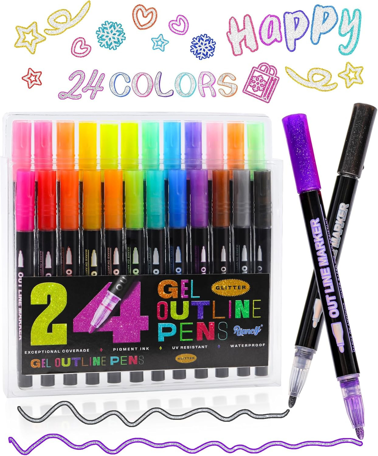 Super Squiggles Markers 24 Colors Self Double Line Pen