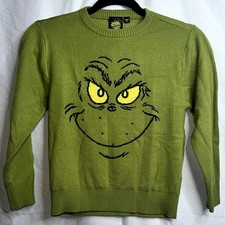 The Grinch Unisex Youth Size Small Green Dr Suess Ugly Grinch Face Long Sleeve