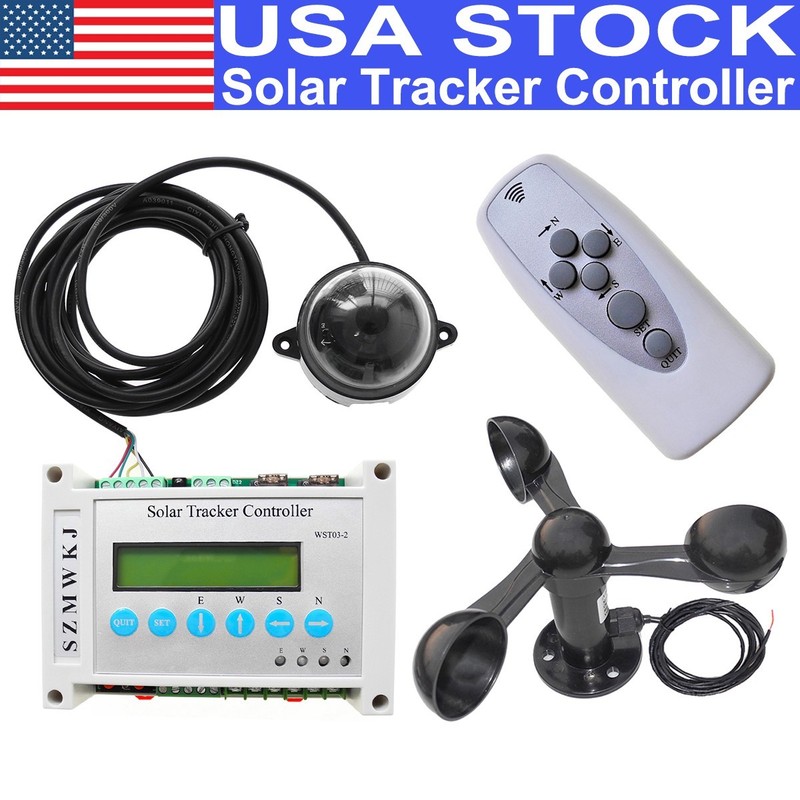 Solar Panel Tracking Tracker LCD Dual Axis Controller W/ Anemometer W/ IR Remote