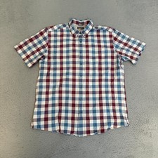 Eddie Bauer Travex Shirt Mens Size XL Tall Classic Plaid Short Sleeve Button Up