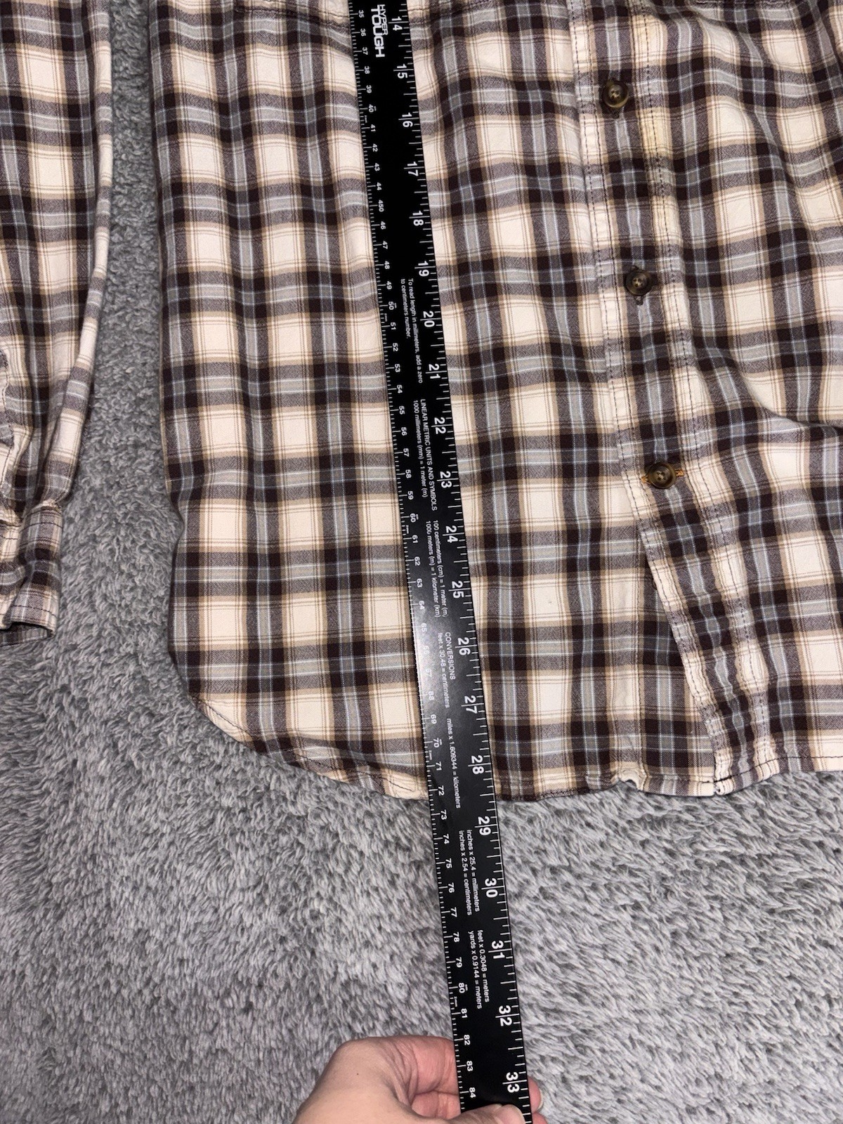 Carhartt Men's Relaxed Fit Plaid Button-Down Shirt Brown Cream Blue Size M thumbnail 8