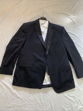 Pronto Uomo 50xl X 46 Black Wool Mens Jacket Pants Suit Tux Tuxedo Shirt Vest