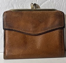 VTG Rolfs Brown Cowhide Leather Wallet With Kiss Lock Purse 4 X 4.25