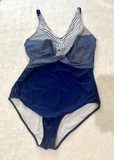 Women s Swimsuit One Piece Tummy Control Nautical Criss Cross Front 2X