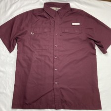 Habit Vented Fishing Hiking Short Sleeve Button Shirt Maroon Mens Medium 40 SF