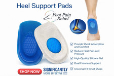 Gel Heel Inserts Shoe Pads Insoles Support Plantar Fasciitis Foot Pain Relief UK