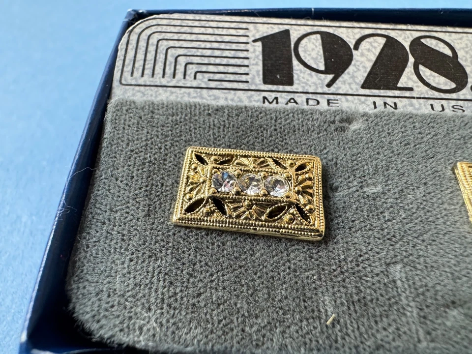 Gemelos rectangulares formales vintage 1928 tono dorado Foto 4 de 4