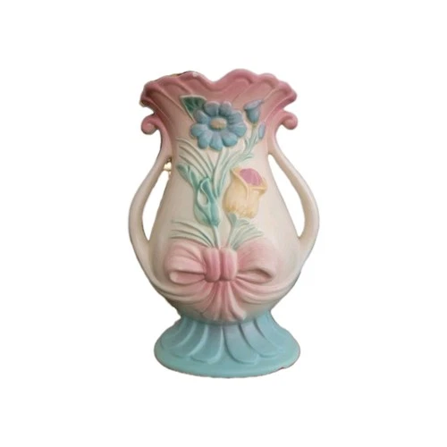 Hull Vintage Pottery Bow Knot Pink and Blue Design Vase. Used