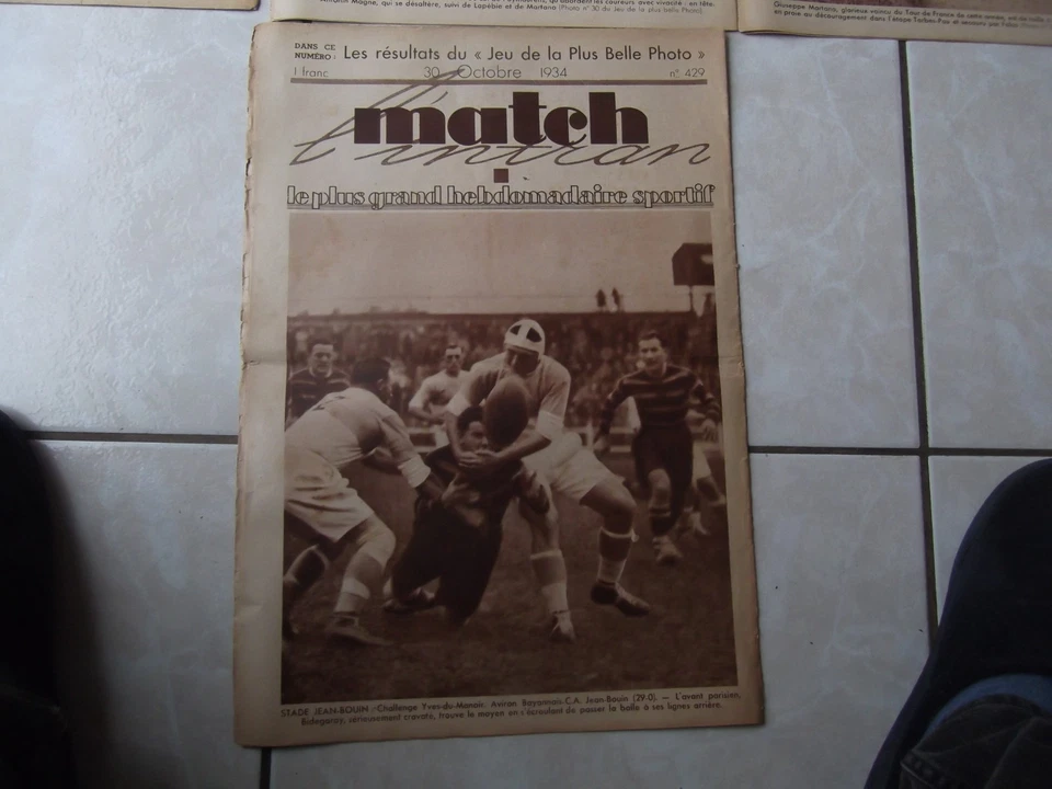 13 REVUES MATCH INTRAN DE 1934 Football cyclisme boxe rugby - Photo 3/4
