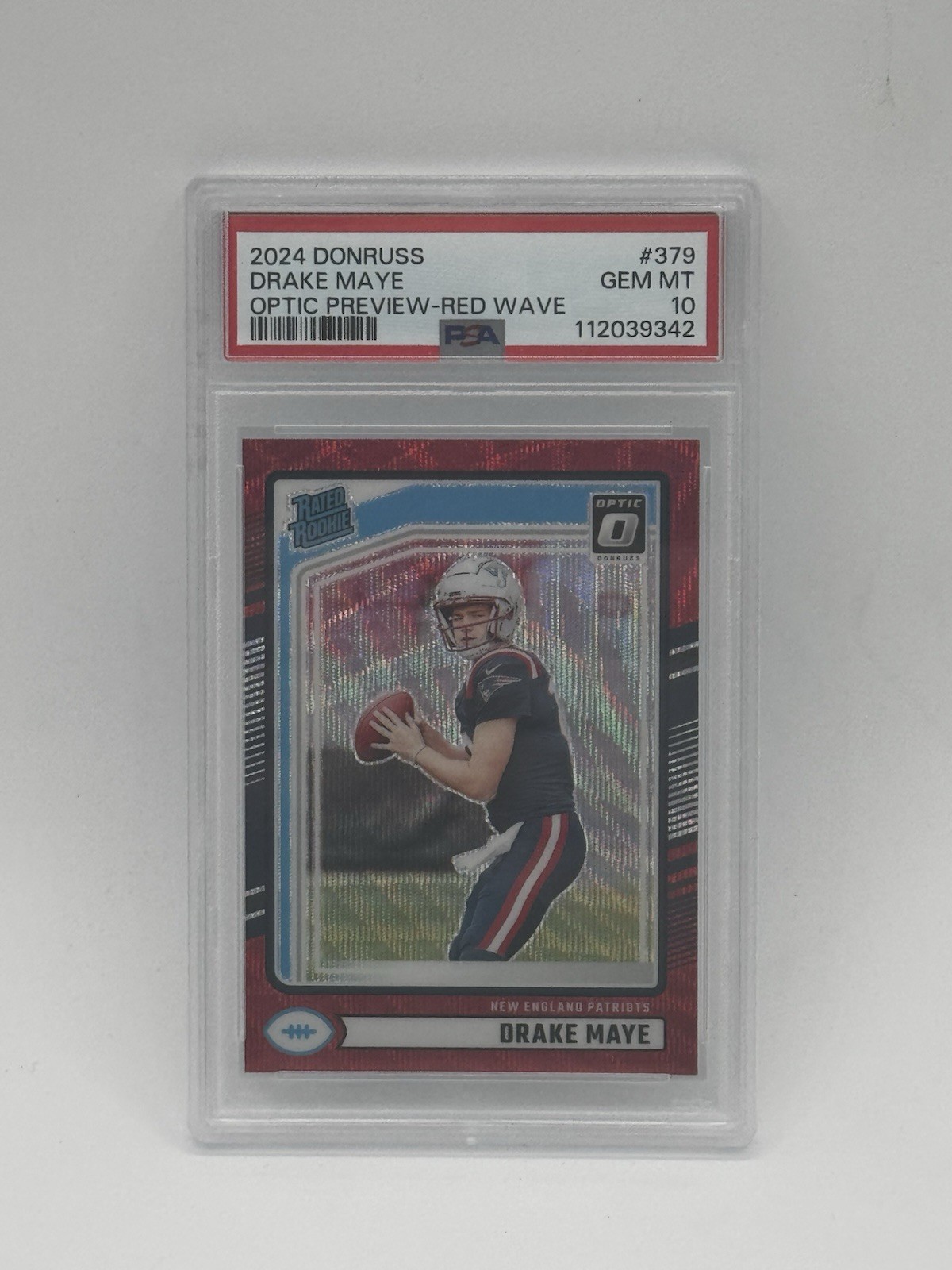 Drake Maye Panini Donruss #379 Optic Preview-Red Wave