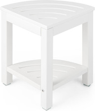 Corner Shower Stool Waterproof - HDPE Shower Bench Seat with Storage Shelf for S