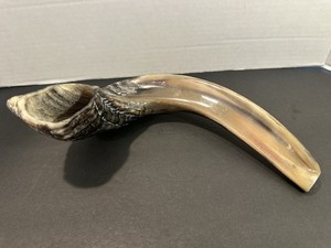 Vtg Shofar Kosher Ram's Horn Earth Colors From ISRAEL Rosh Hashana Polished 10”