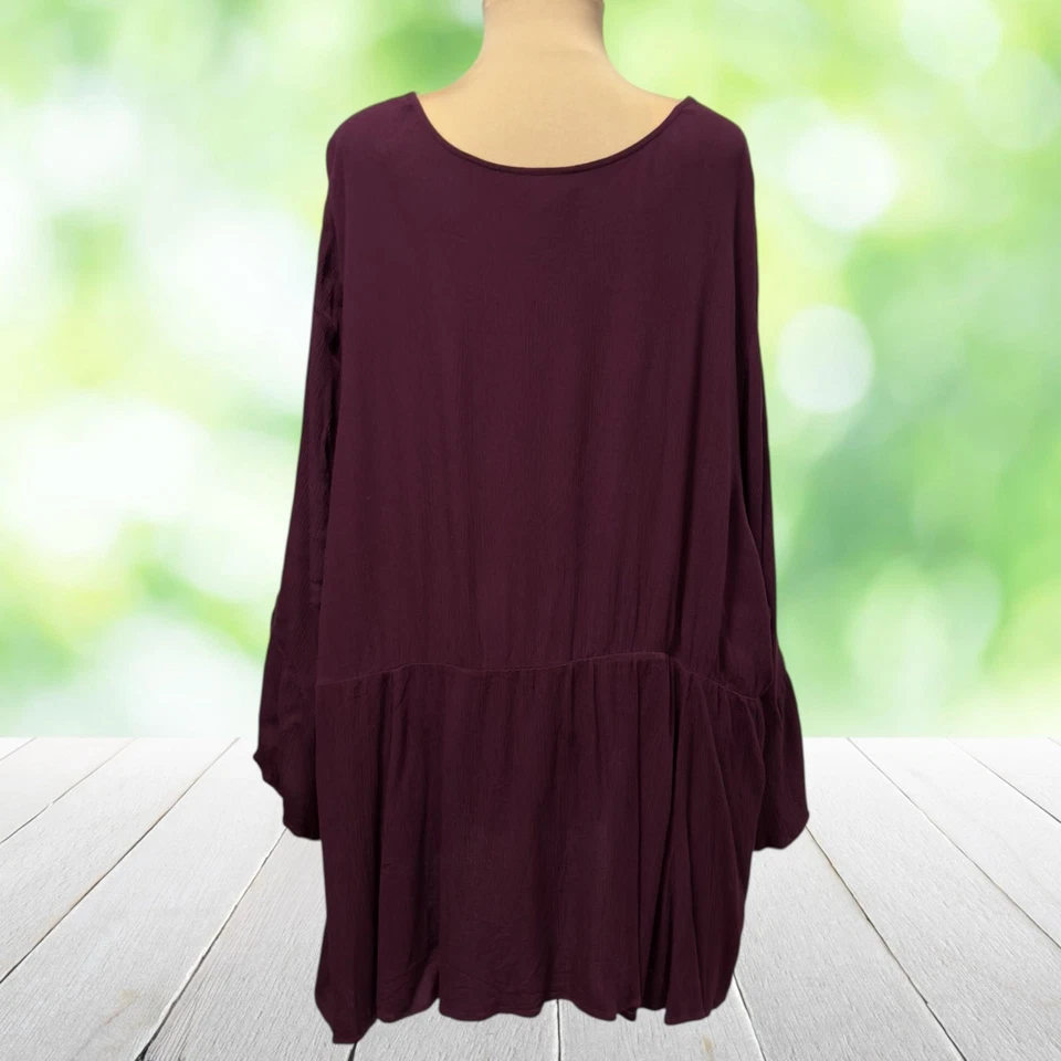 Blusa túnica boho campesina con cordones de ganchillo púrpura TORRID Top para mujer 6X borlas Foto 2 de 4