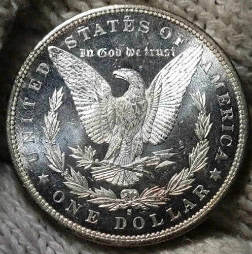 1880-s Morgan Silver Dollar Brilliant Uncirculated DMPL REVERSE CAMEO OBVERSE