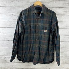 Carhartt Mens Large Plaid Long Sleeve Shirt Button Down Pockets Relaxed Fit