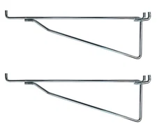 2 Pack 10" Metal Peg Hook Shelf Brackets fits 1/8" 1/4" Pegboard & Slatwall
