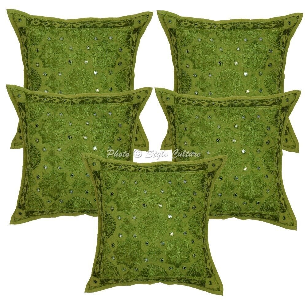 Kissenbezug Kissenhülle bestickt Boho traditionelles Überwurfdekor Kunst Yoga