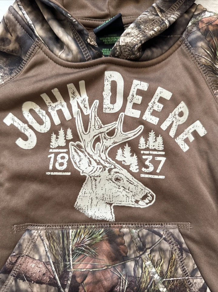 Suéter John Deere Niño Pequeño 2T Marrón Camuflaje Sudadera con Capucha Pullover Polar Exterior Foto 3 de 4