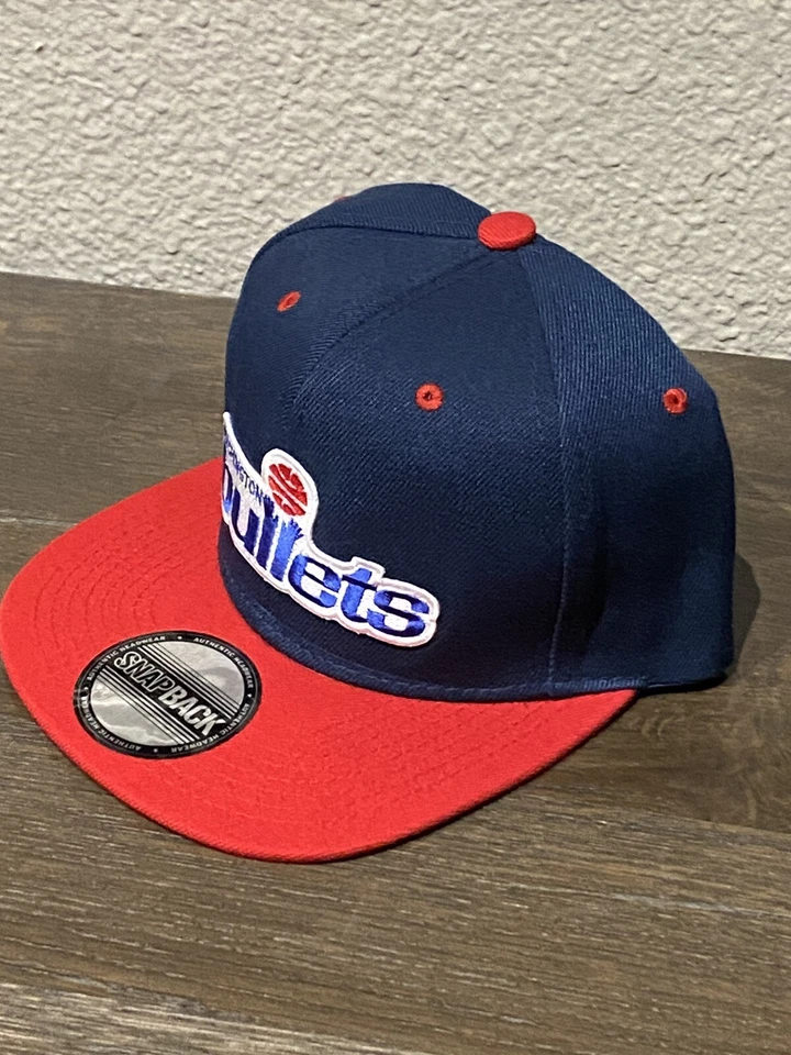 CLASSIC Washington Bullets NBA Throwback Logo Snapback Cap Hat Navy Blue Red NEW - Image 2 of 3