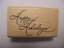 INKADINKADO Rubber Stamp - "Happy Holiday" script,  97345 MM