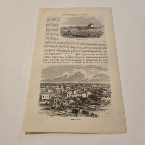 View Of Denver City Colorado c. 1867 Engraving (384)
