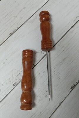 Vintage MCM Wooden Handled Ice Pick With Sheath Cover