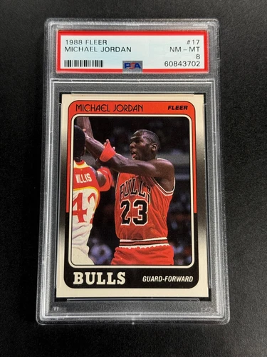 MICHAEL JORDAN 1988 88 FLEER #17 VINTAGE CARD NM-MINT PSA 8 BULLS NBA MJ (3702)