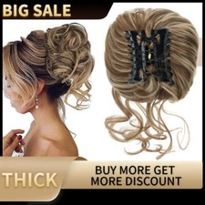 THICK Tousled Messy Bun Clip in Hair Piece Extensions Claw Chignon Curly Updo US