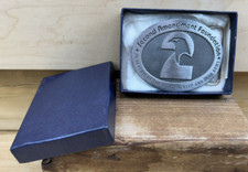 VINTAGE SECOND AMENDMENT FOUNDATION SOLID PEWTER HIT LINE USA BELT BUCKLE