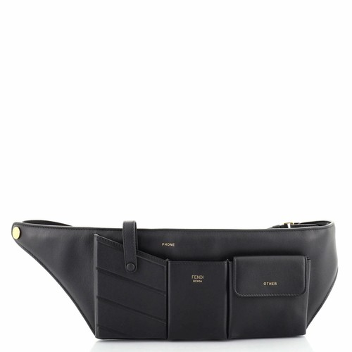 Fendi 3 Pockets Belt Bag Leather Black 