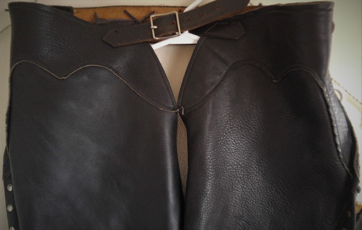 Chaps En Cuir Noir Taille S - Non Doublée - Earl Talon - Vintage