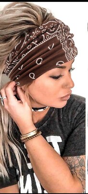 Bohemian Boho Headbands Hair Bands Brown And White