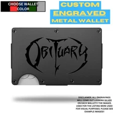 Obituary Laser Engraved Onto An Aluminum Wallet