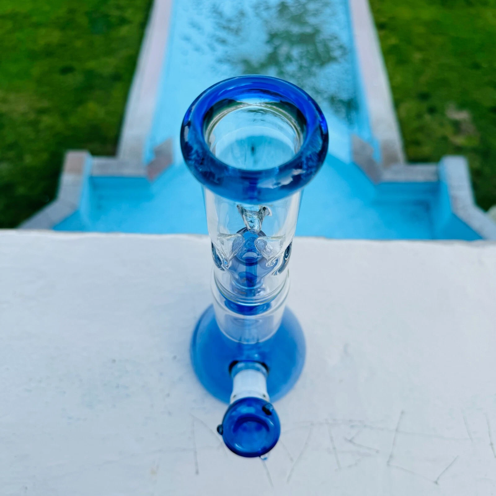 13" Glass Heavy Bong Hookah Water Pipe Heavy Beaker 14mm Bowl in Blue - Picture 10 of 12