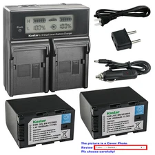 Kastar Battery LCD Dual Fast Charger for JVC GY-HC500SPCN GY-HC500UN GY-HC550UN