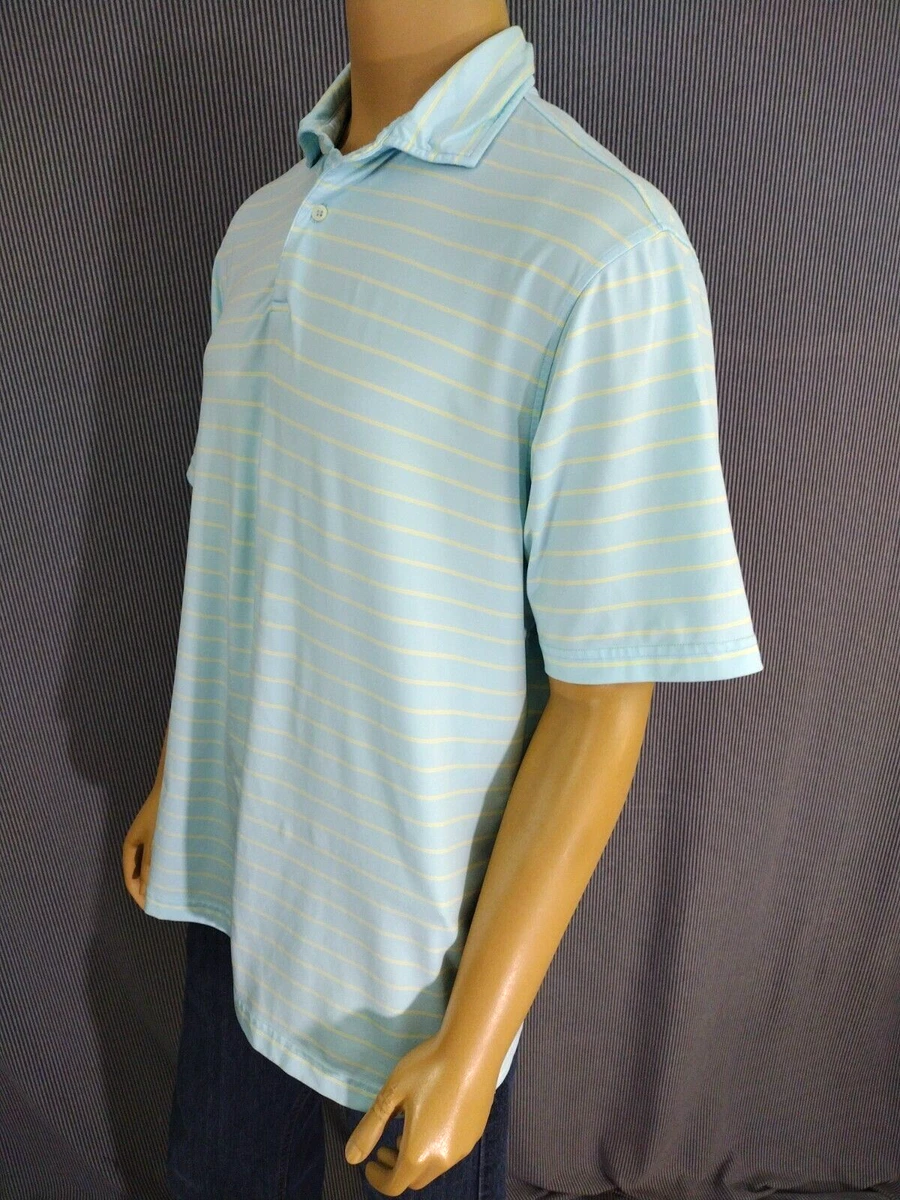 FAIRWAY GREENE FG Tech Golf Polo Mens Large Light Blue Yellow