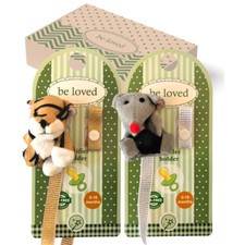 Pack of Two Zodiac Animal Pacifier Holders with magnets Tiger Mouse- Gift box