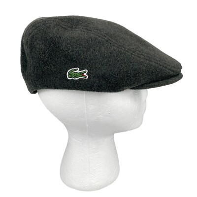 Lacoste Unisex Wool Felt Blend Flat Cap Beret Hat Forest Green