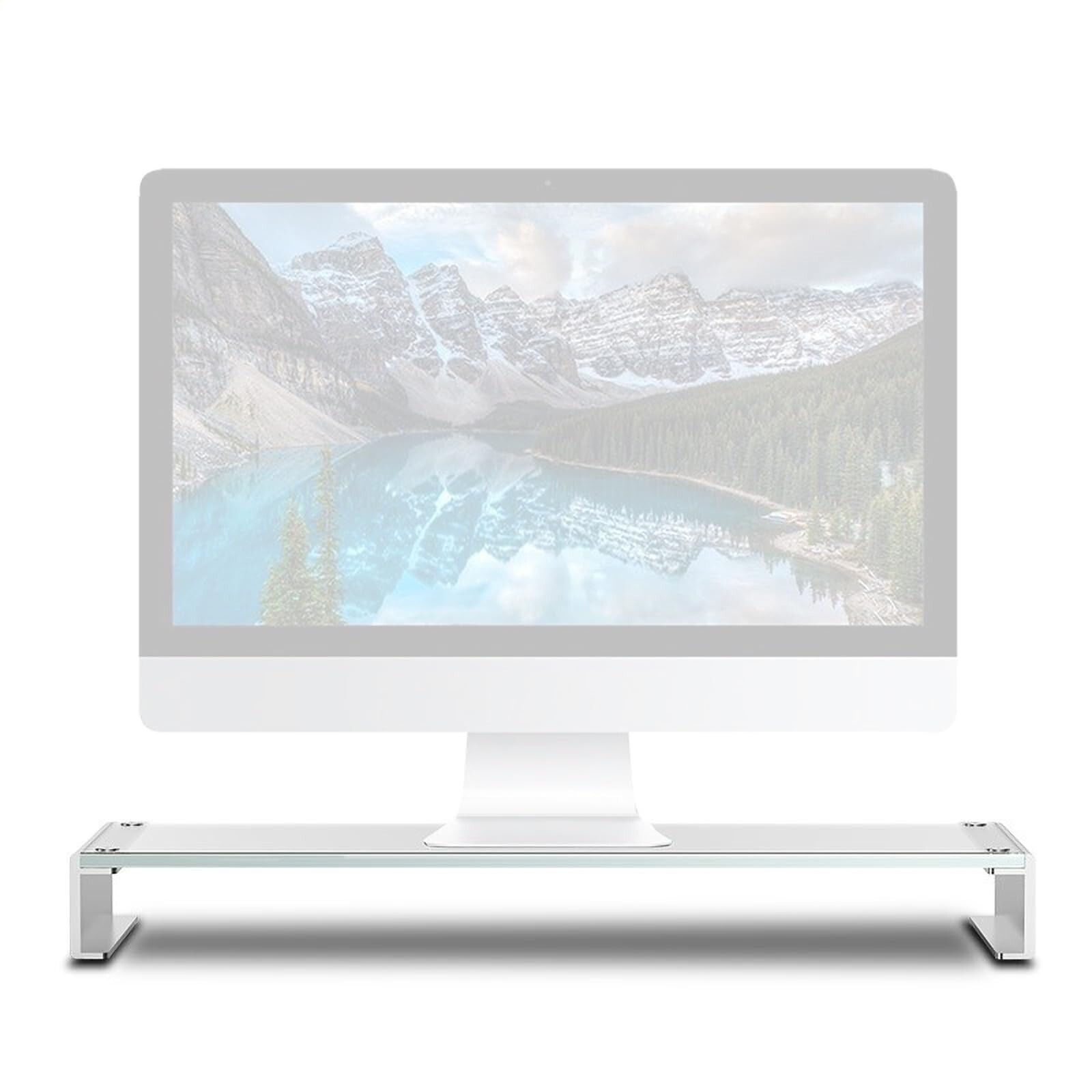 Monitor Stand Riser for Desk, Clear Tempered Glass & Aluminum Legs with Anti-...-image