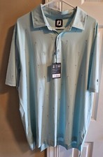 Foot Joy Mens Short Sleeve Golf Flag Print Polo Shirt XL Light Blue New with Tag