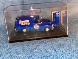 1954 Chevy Panel Van Diecast Van with Pepsi Machine in Plastic Display Case