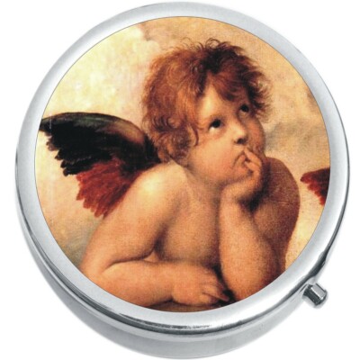 Cherub Painting  Medicine Vitamin Compact Pill Box