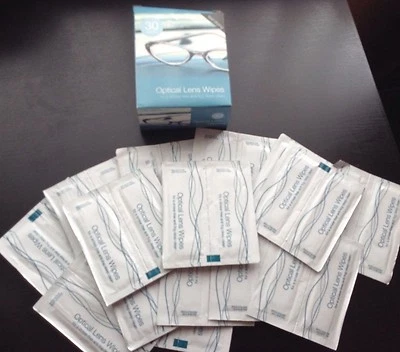 OPTICAL LENS WIPES 32 x OPTICAL SPECTACLE GLASSES GLASS LENS MONITOR SMEAR FREE CLEANING WIPES