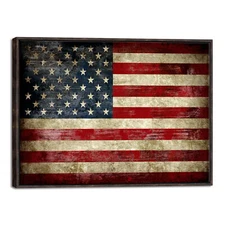 Framed Canvas Wall Art Print Picture Home Office Decor Vintage American Flag